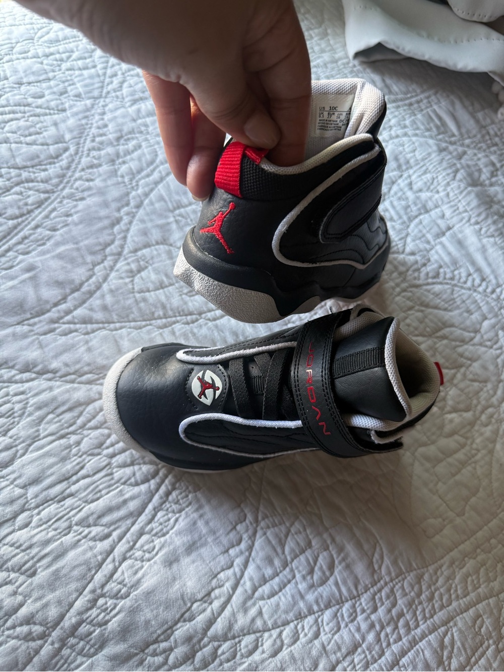 Jordan Kids Black and Red High-Top Sneakers